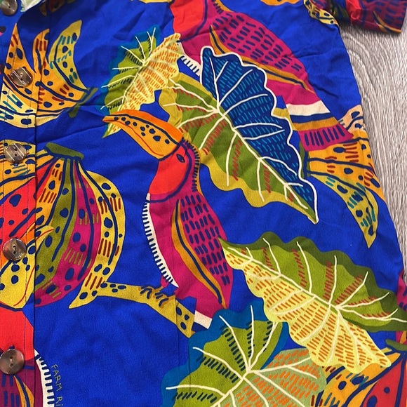 Farm Rio unisex banana parrot Manuelly Mixed Print Shirt button down sz large L - Picture 5 of 9